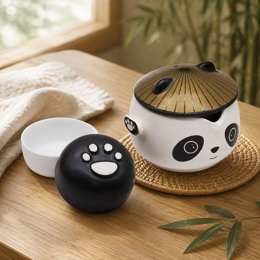 Panda Teekannen-Set mit zwei Tassen – Reise-Set für Kräutertee