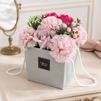 Seifenblumenstrauß – Rosa Rose & Nelke