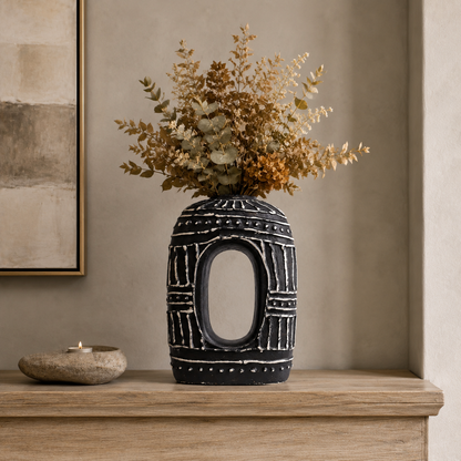 Ovale, donut-förmige Vase – Schokoladenbraun, 30 cm