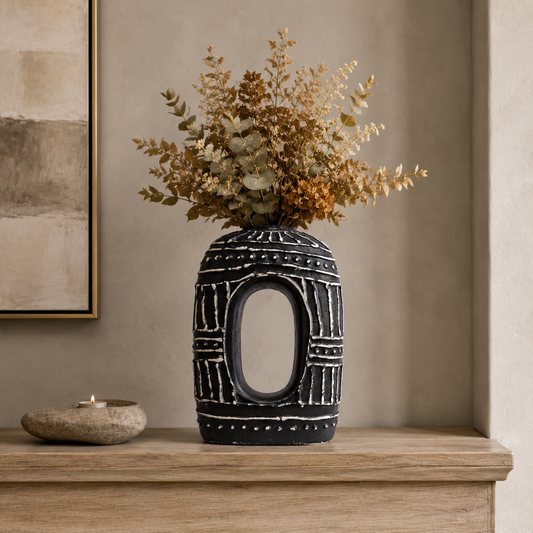 Ovale, donut-förmige Vase – Schokoladenbraun, 30 cm