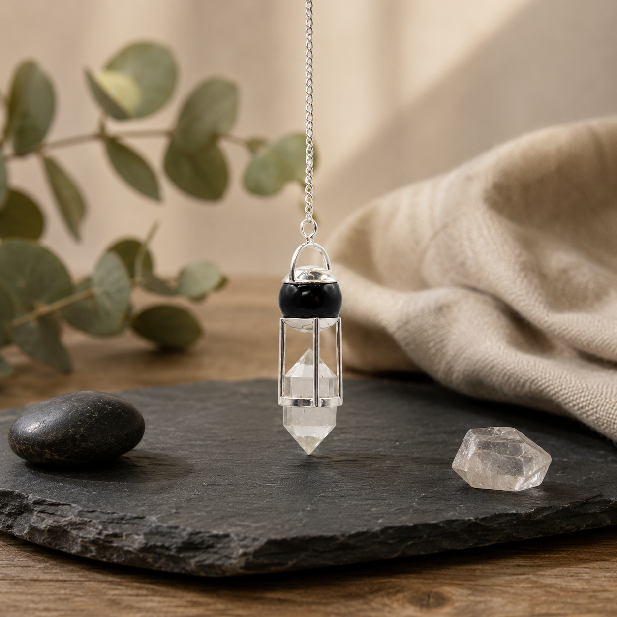 Pendulum mit Obsidian-Globus und Doppelspitze