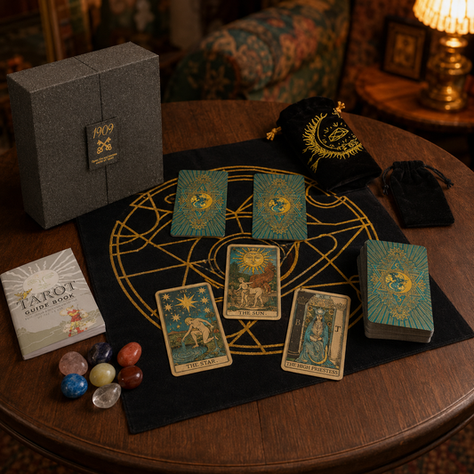 Tarot-Set mit Gold- und Türkis-Folienprägung – Geschenkset