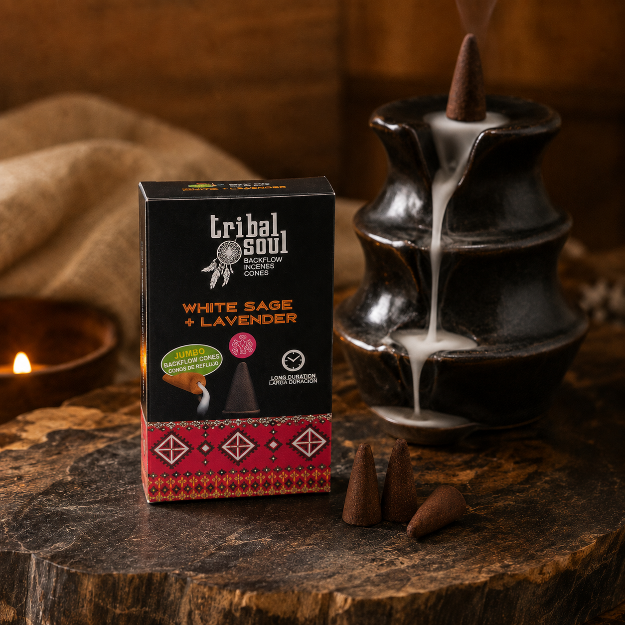 Tribal Soul Rückfluss-Räucherkegel – Weißer Salbei & Lavendel