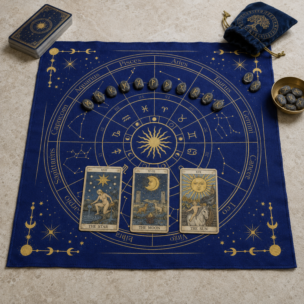 Tarot-Lesetuch "Zodiac" - ideal für Tarot und Pendel