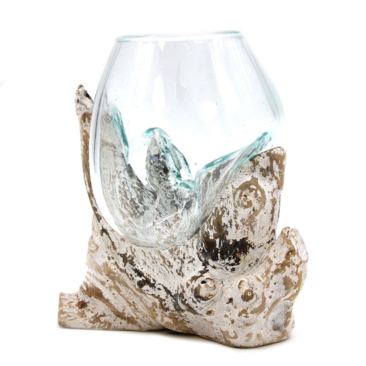 Molten Glass auf gebleichtem Gamal-Holz – Mittlere Schale