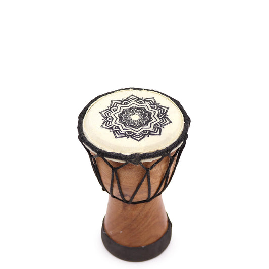 Handgefertigte Djembe Trommel mit breitem Rand, 15 cm Durchmesser