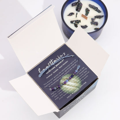 Zodiac Crystal Kerze mit Edelsteinarmband – Schütze