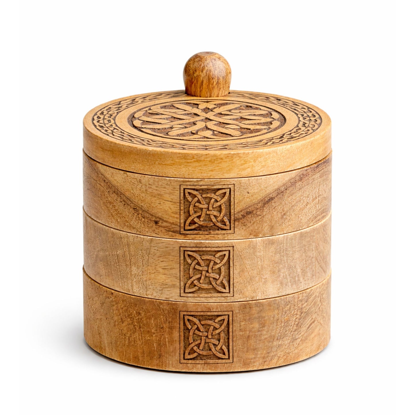 Keltische Dreistufige Drehbox mit Knotenornamenten
