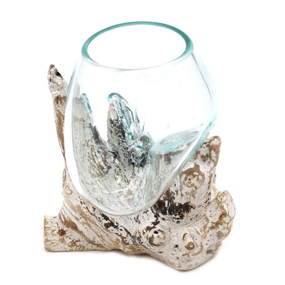 Molten Glass auf gebleichtem Gamal-Holz – Mittlere Schale