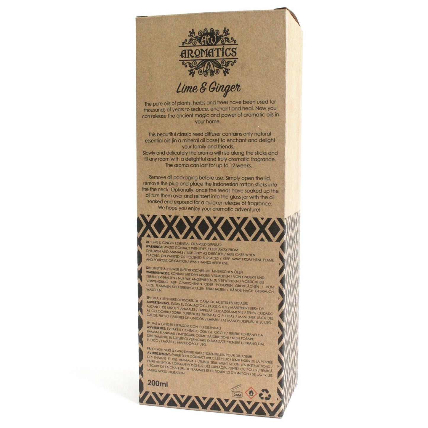 Lime & Ginger Duftstäbchen mit ätherischem Öl 200ml