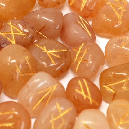 Runenstein-Set aus Gelbem Aventurin im Beutel