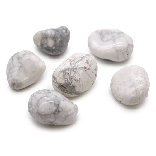 Große afrikanische Trommelsteine - Weißer Howlith, Magnesite (6 Stück)