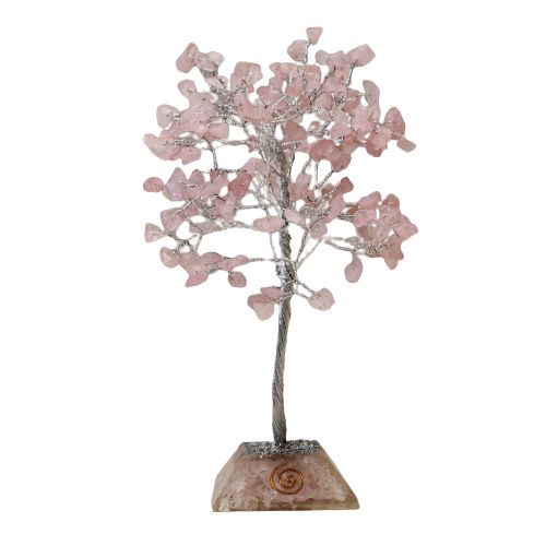 Edelsteinbaum mit Orgonit-Basis – Rosenquarz
