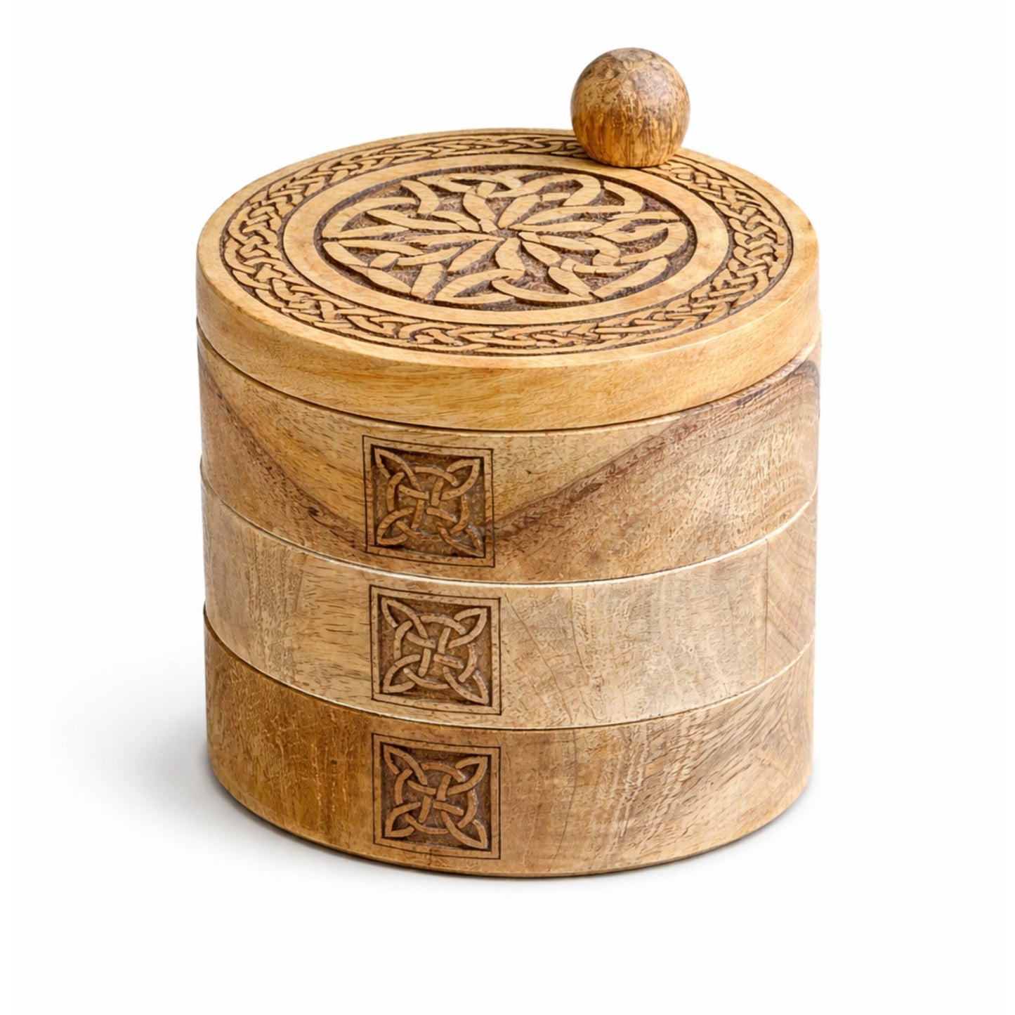 Keltische Dreistufige Drehbox mit Knotenornamenten