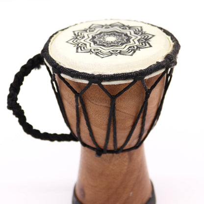 Handgefertigte Djembe Trommel mit breitem Rand, 15 cm Durchmesser