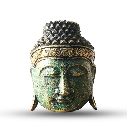Buddha Kopf Dekoration mit grünem Glanz 25cm – Bali Kollektion