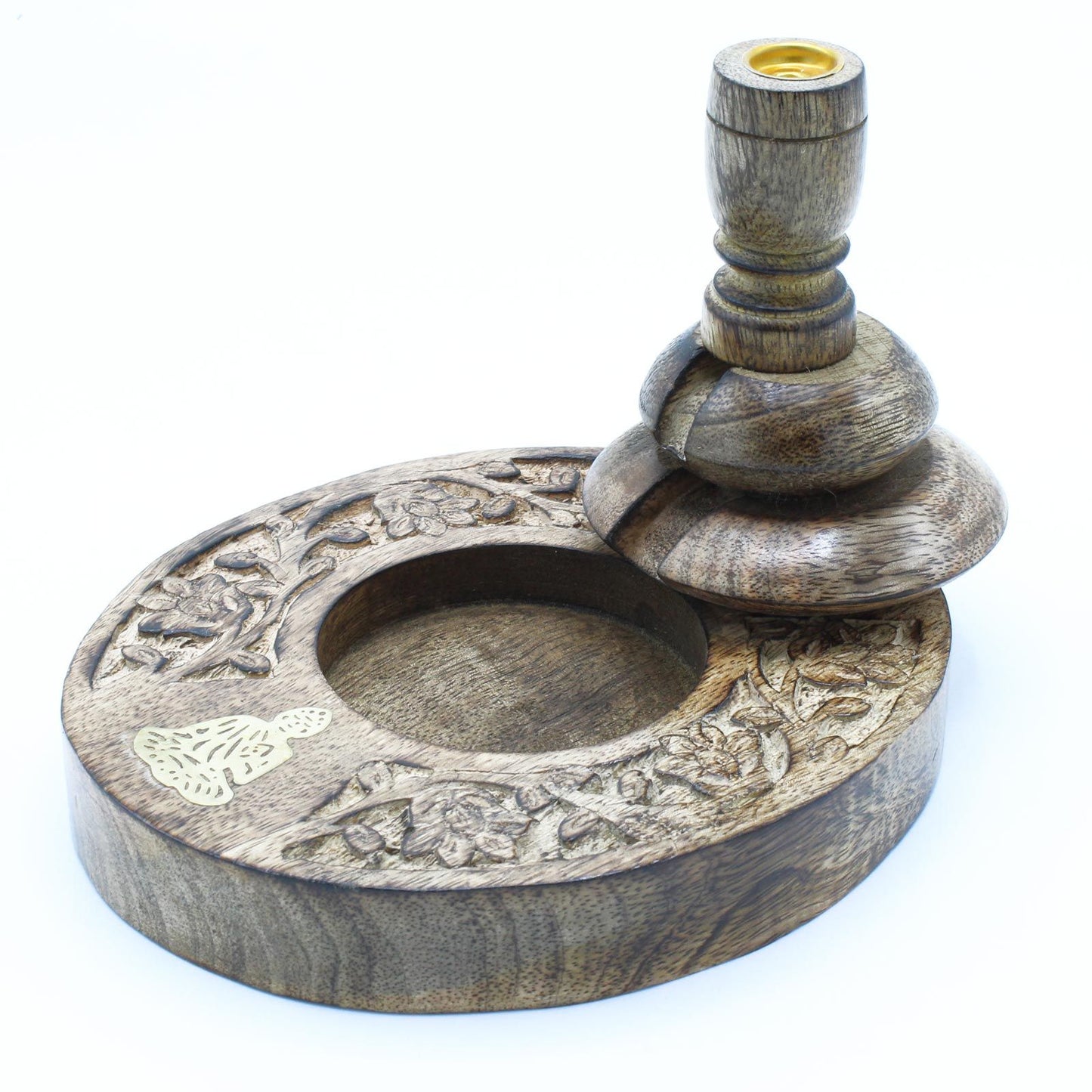 Rückflussbrenner aus Mangoholz - Brass Buddha