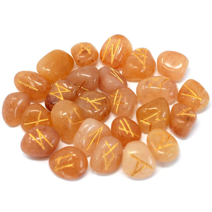 Runenstein-Set aus Gelbem Aventurin im Beutel