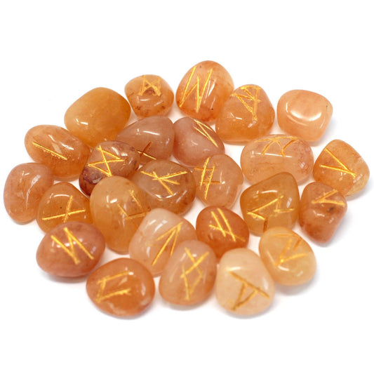 Runenstein-Set aus Gelbem Aventurin im Beutel