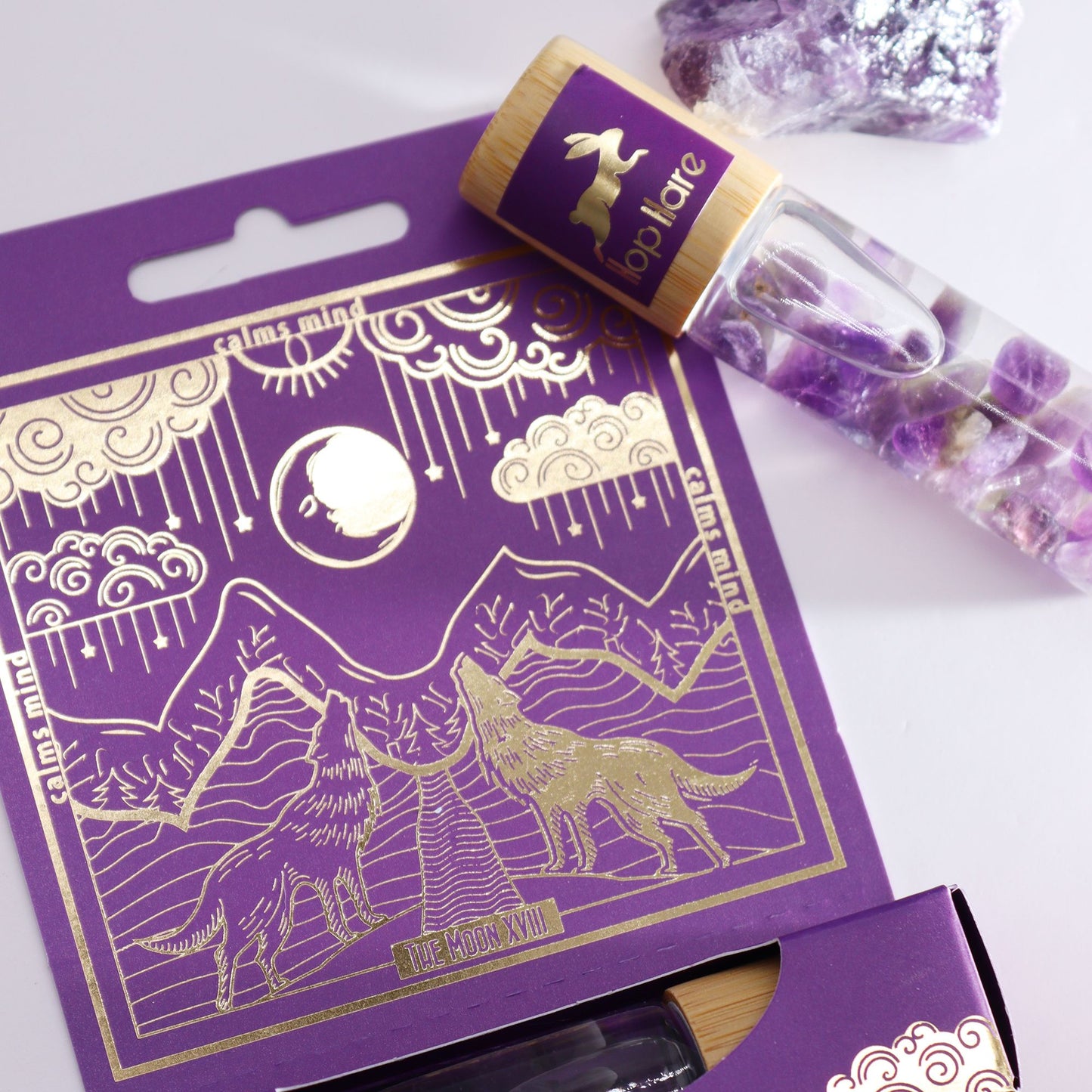 Hop Hare Tarot Roll On – "The Moon" mit ätherischen Ölen und Amethyst