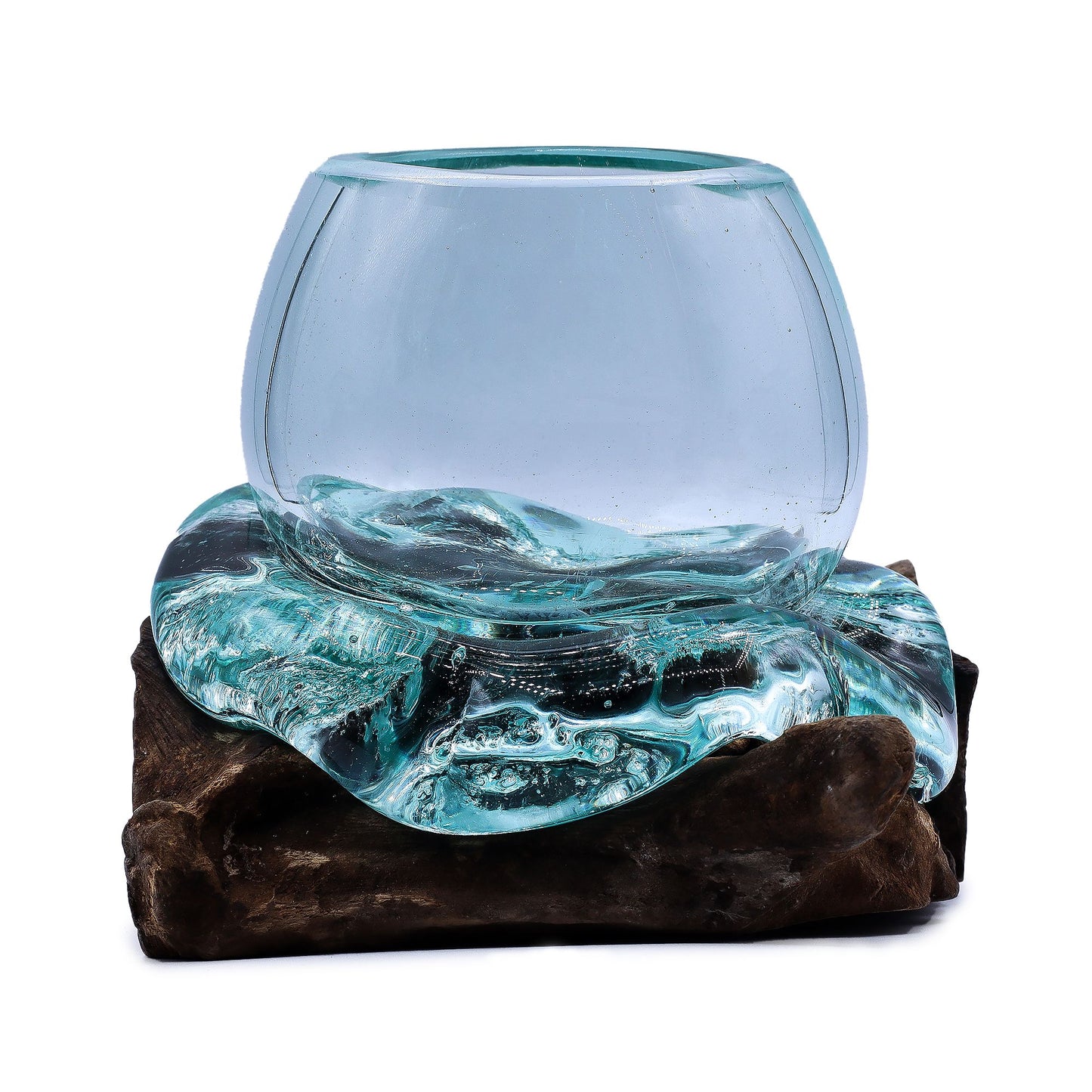 Molten Glass Mini Glasschale auf Holz mit elegantem Design