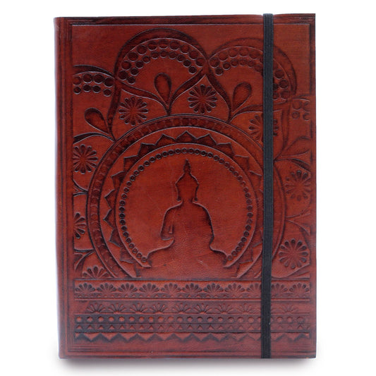 Leder-Notizbuch mit Riemen - Tibetan Mandala