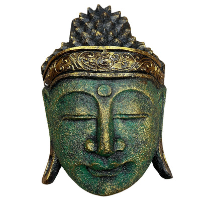Buddha Kopf Dekoration mit grünem Glanz 25cm – Bali Kollektion