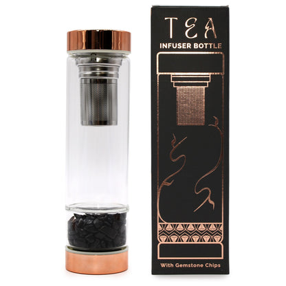 Trinkflasche aus Glas mit Siebeinsatz, 500 ml, mit Onyx