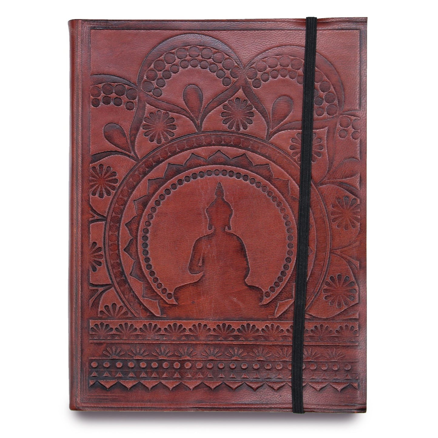 Leder-Notizbuch mit Riemen - Tibetan Mandala