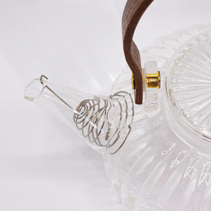 Glas-Teekanne mit Sieb - Klarglas gerippt - 850 ml
