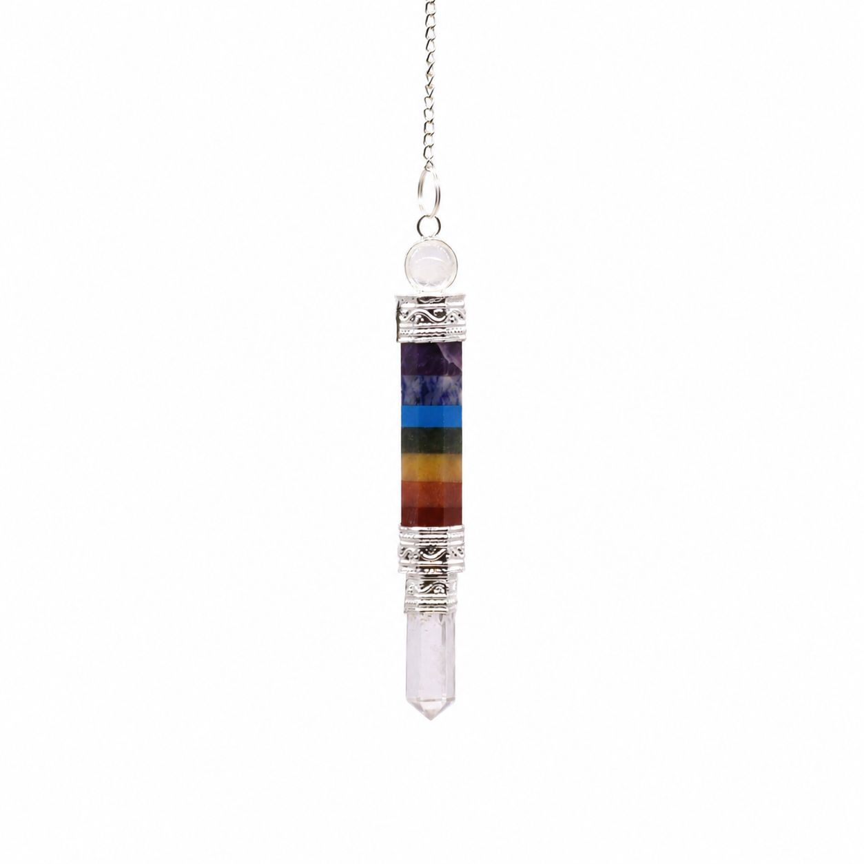 7 Chakra Pendulum mit Kristallspitze | Pendel
