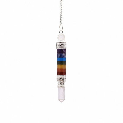 7 Chakra Pendulum mit Kristallspitze | Pendel
