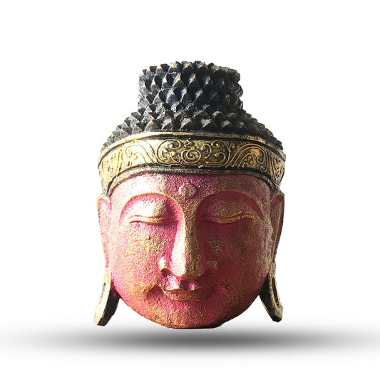 Buddha Kopf Dekoration mit rotem Glanz 25cm Bali Stil