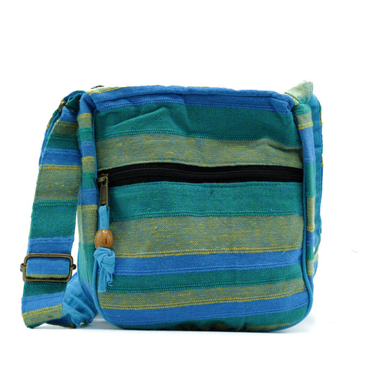 Nepal Sling Bag in Spring Meadows Grün & Blau – Umhängetasche