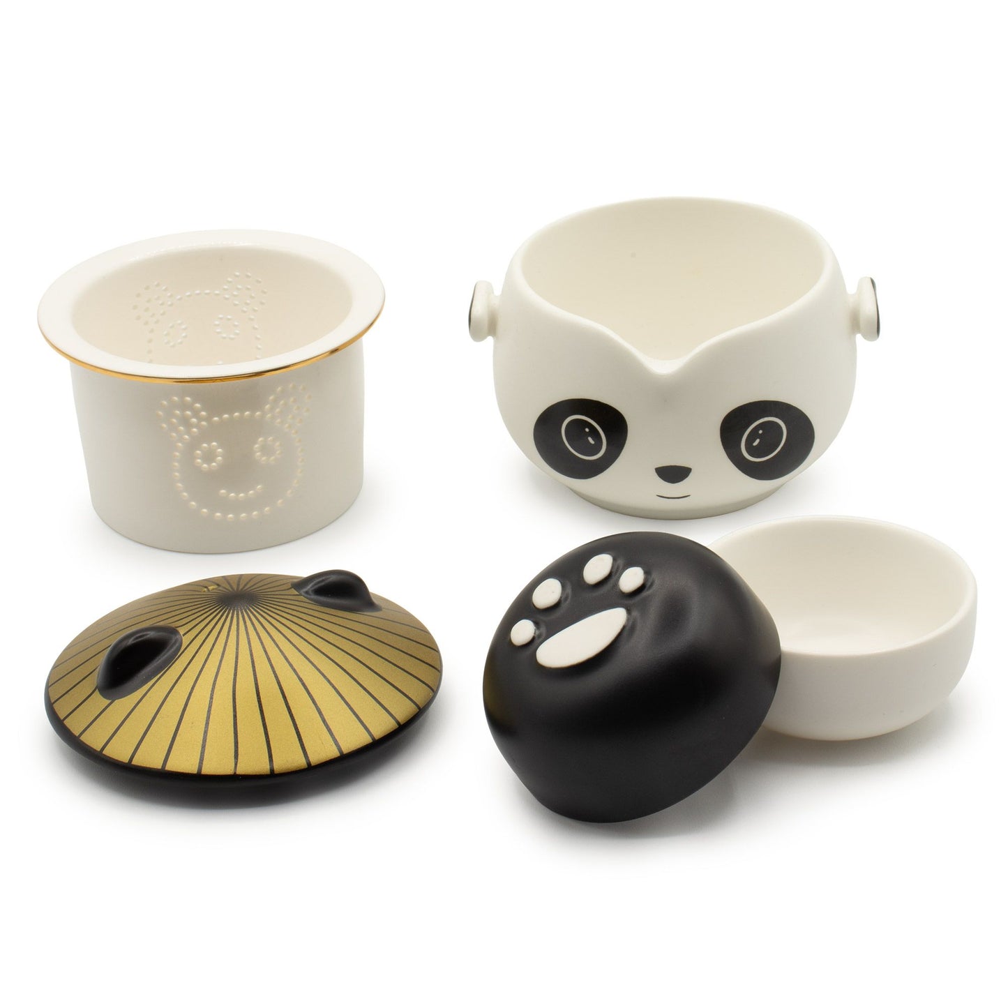 Panda Teekannen-Set mit zwei Tassen – Reise-Set für Kräutertee