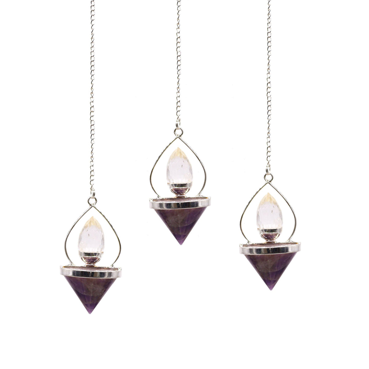 Edelstein Pendel aus Amethyst & Rock Quartz