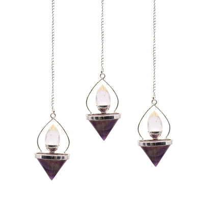 Edelstein Pendel aus Amethyst & Rock Quartz