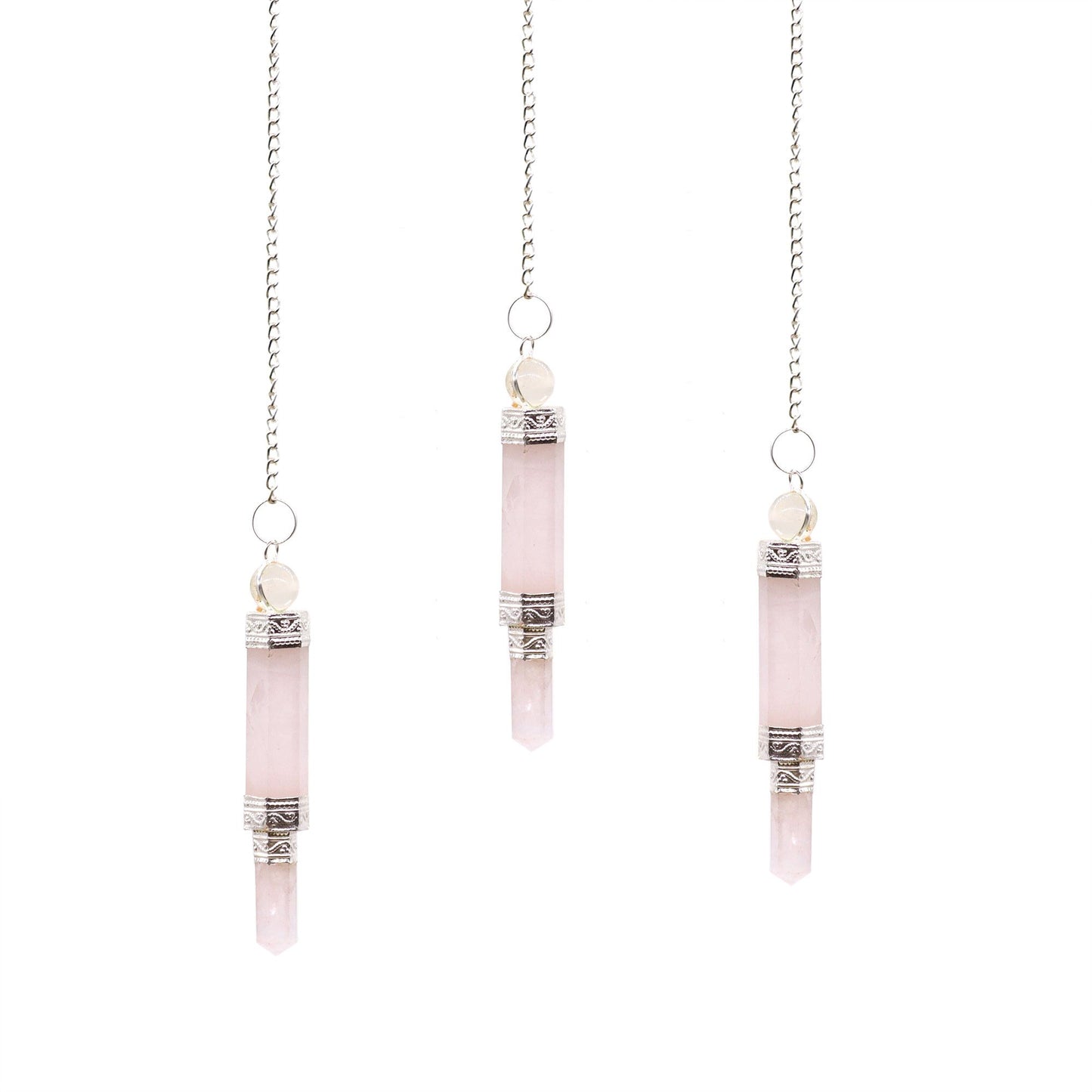 Pendulum aus Rosenquarz mit Silberkette