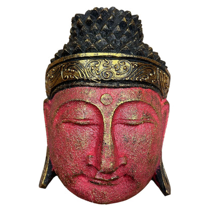 Buddha Kopf Dekoration mit rotem Glanz 25cm Bali Stil