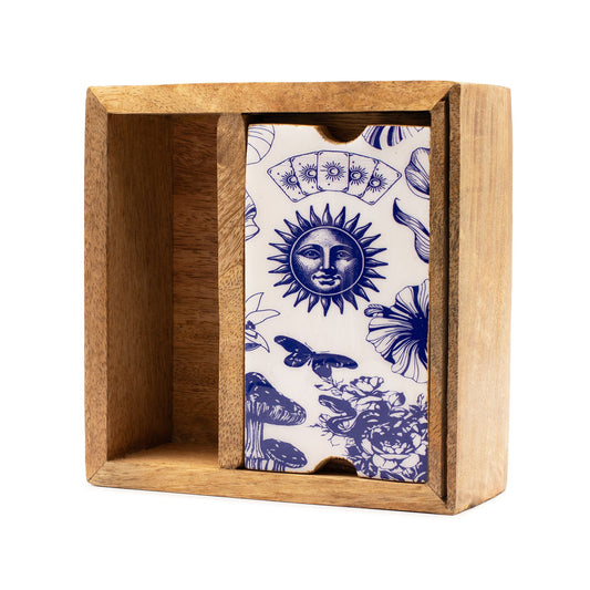 Tarot-Kartenbox mit Keramik Triple Moon Symbol