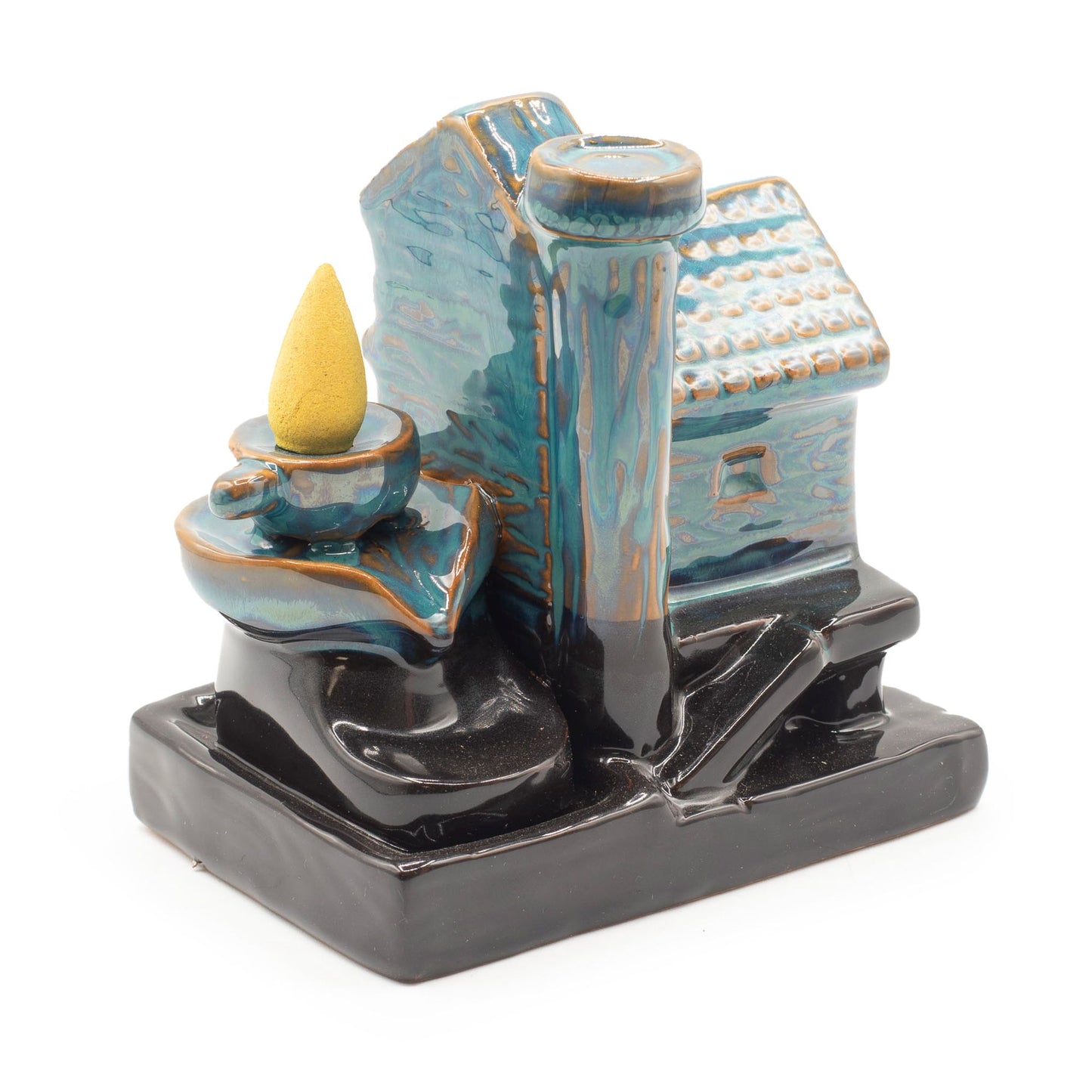 Backflow Incense Burner Watermill House aus Keramik