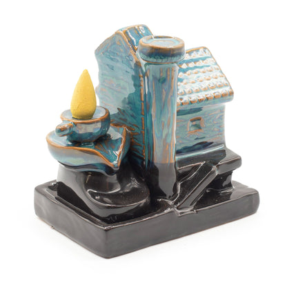 Backflow Incense Burner Watermill House aus Keramik