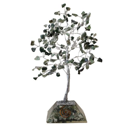 Edelsteinbaum mit Organit-Basis – Moosachat