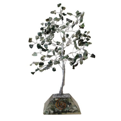 Edelsteinbaum mit Organit-Basis – Moosachat