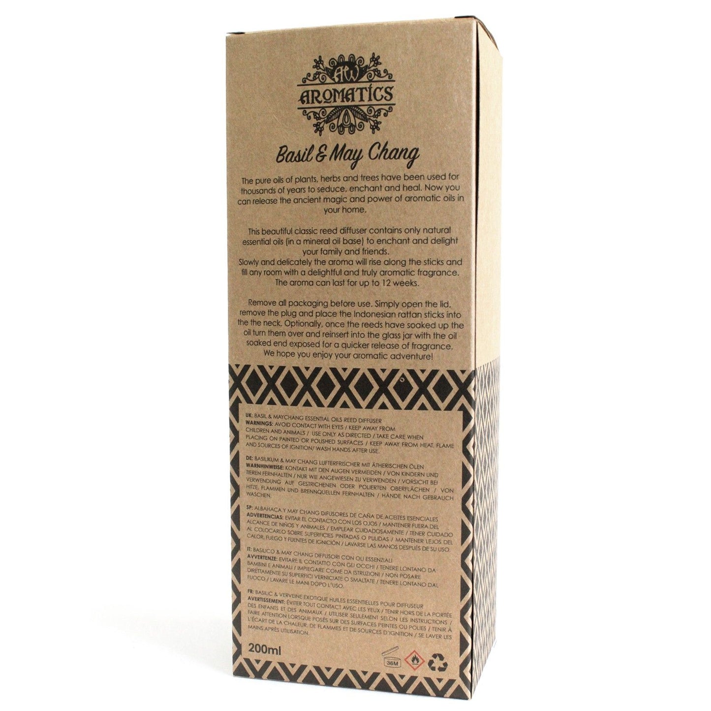 Basilikum & Maychang Duftstäbchen Diffuser mit 200ml ätherischem Öl