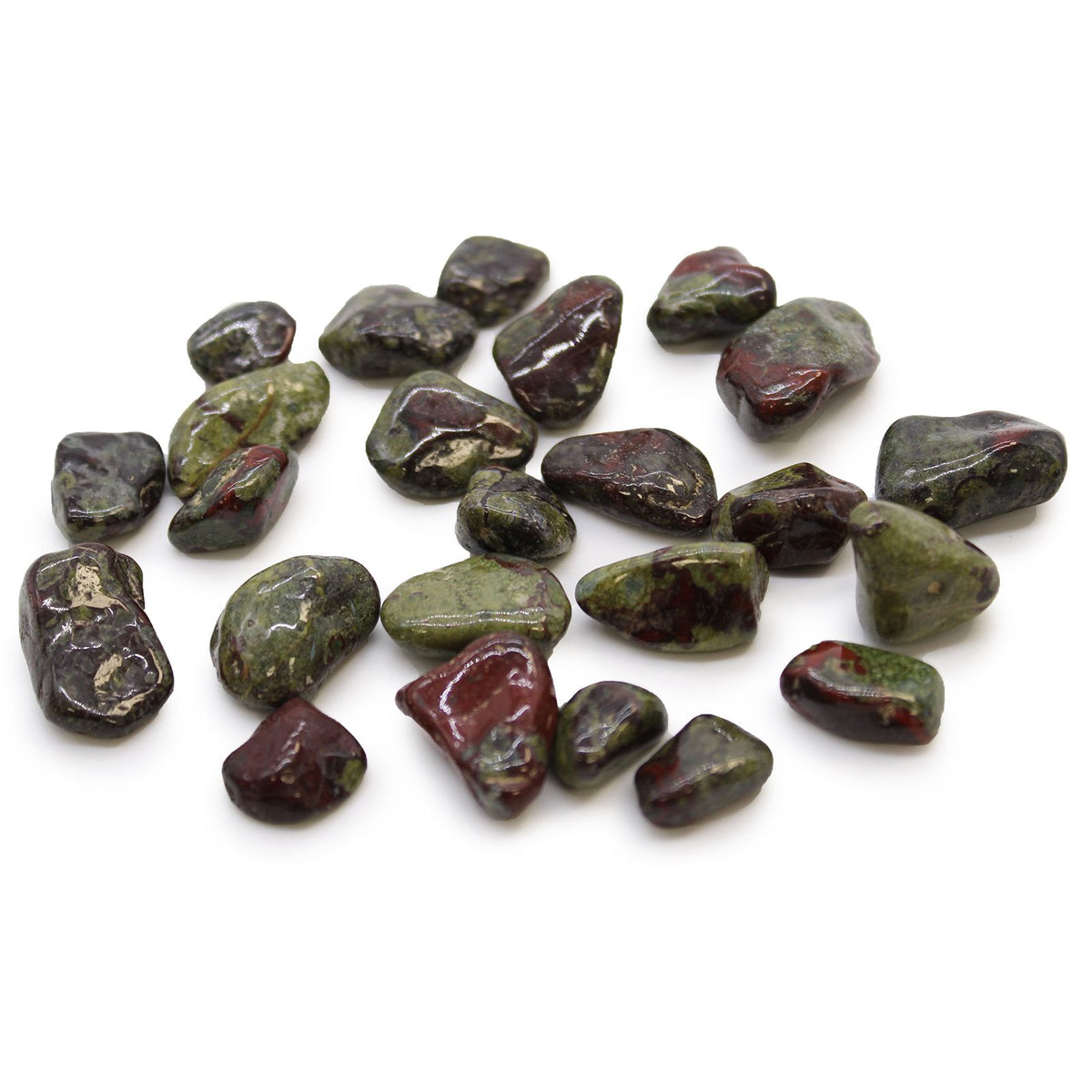 24 kleine afrikanische Trommelsteine aus Dragon Stones