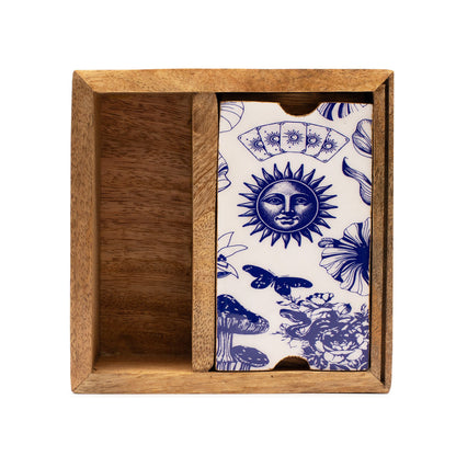 Tarot-Kartenbox mit Keramik Triple Moon Symbol