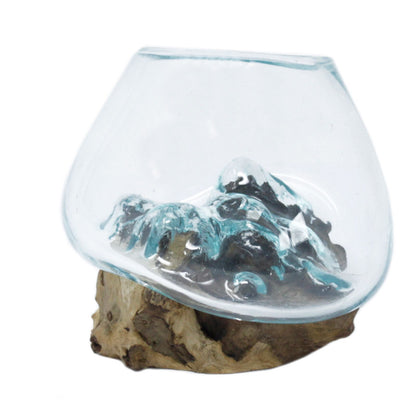 Molten Glass on Wood – Kleine Schale aus Glas und Holz