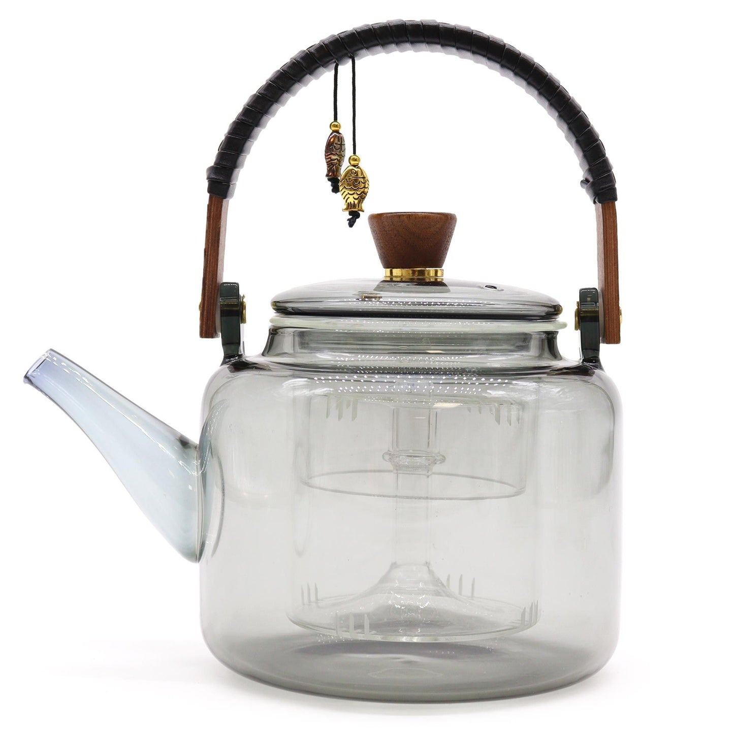Glas-Teekanne mit Sieb und Dampfsystem Anthrazit 1000 ml