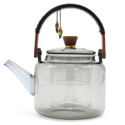 Glas-Teekanne mit Sieb und Dampfsystem Anthrazit 1000 ml